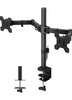 Buy Vesa 1home Double Twin Arm Desk Mount Ergonomic TV LCD Monitor Computer Screen Bracket Dual Tilt Swivel Rotation (13in-27in) in UAE