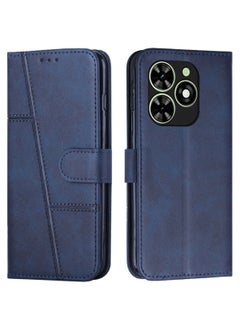 Buy Protective Wallet Case with Kickstand for Infinix Smart 8 - Blue in Saudi Arabia