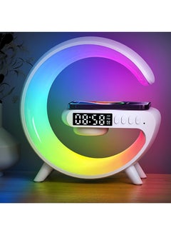 Buy Wireless Charger Atmosphere Lamp G Shape Light Up Wireless Speaker Music Sync App Control for Bedroom Home Decor-White in UAE