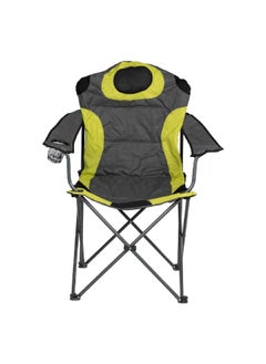 Buy Steel Frame Padded Camping Folding Chair with Arm Green and Grey 106 x 86 x 58.5 cm in Saudi Arabia