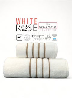 Buy 2 Pcs Luxurious And Soft Beach Towel Set 600GSM Bath Towel (70x140cm) Face Towel (50x90cm) Set Of 2 in Saudi Arabia