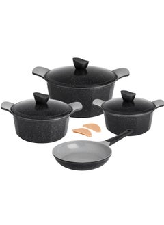 Buy Joel Granite Cookware Set 9 Pieces Black Color in Saudi Arabia