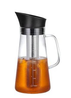 Buy Glass Coffee Cold Brew Maker Pot Jug with Tick Marks Stainless Steel Filter Ice Brewed Coffee Tea Infuser Pot Cold Kettle 1.2L in Saudi Arabia