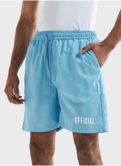 Buy Slogan Drawstring Shorts in UAE