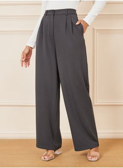 Buy Solid Wide Leg Pants with Pockets in Saudi Arabia