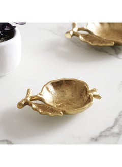 Buy Pomegranate Metal Decor Tray 14x9.5x2.5cm- Gold in UAE