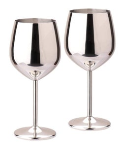 Buy Drank Glass, Stainless Steel Metal Stemmed Glasses Shatter Proof Unbreakable for Juice Drink Birthday Party Anniversary 2PCS (Silver) in UAE