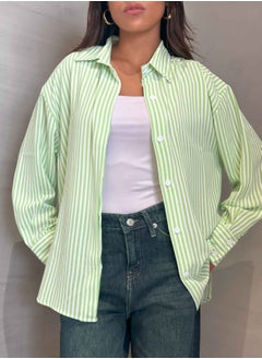 اشتري Shirt - Lime Green/White Striped. في مصر