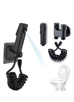 Buy Handheld Bidet Sprayer for Toilet,1-in-2-out Dual Control Valve,Bidet Douche Shower Spray Kit with 3M Hose Spray Wall Bracket Bidet Attachment for Hygiene,Pet,Toilet Bathroom Cleaning (Black) in Saudi Arabia