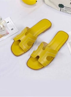 Buy Women Fashion yellow Bliss Slippers Stylish Comfort for Summer Outdoor or Indoor Flat Beach Sandals in UAE