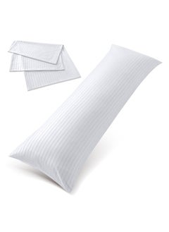 اشتري Hotel Linen Klub Long Body 1Pc Stripe Pillowcase - 100% Microfiber  with envelope closure, Soft and Durable Quality, Size : 45 x 125cm , White في الامارات