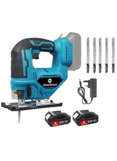 Buy Cordless Wood Jigsaw with 5 Saw Blades and 2pcs Battery & Charger for Woodworking in Saudi Arabia