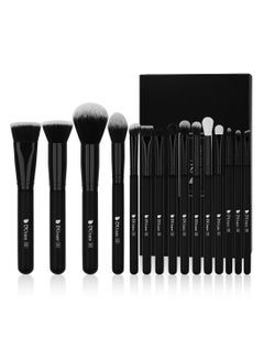 Buy DUcare Makeup Brushes, 15Pcs Premium Synthetic Kabuki Makeup Brush Set, Professional Foundation Concealers Powder Blush Blending Face Eye Shadows Black Brush Sets in UAE