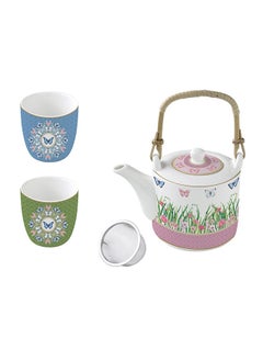 Buy Spring Parade Teapot with Cup Set, Multicolour - 600 &160 ml in UAE