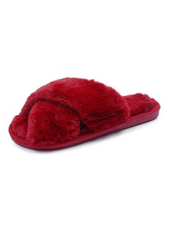 Buy Cross Strap Flat Bedroom Slippers Red in Saudi Arabia