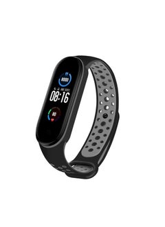 اشتري Silicone Breathable Sport Strap for Mi Band 6/Mi Band 5 Smartwatch (Black & Gray) في مصر