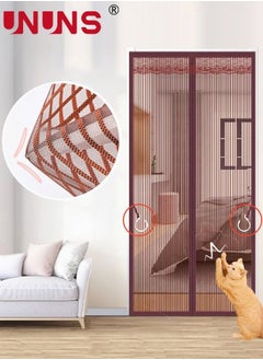 اشتري Magnetic Fly Screen Door,Heavy-Duty Anti Mosquito Mesh No Gap With Hooks,Self-Closing Privacy Screen Door Hands Free For Patio,Kitchen,Bedroom,Air Conditioner Room,100x220cm Brown في الامارات