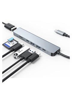 اشتري USB C Hub, 7 in 1 USB C Multiport Adapter with 4K HDMI, USB 3.0, 2 USB-A, USB-C Data, 100W PD and SD/TF Card Reader, USB C Hub Compatible with MacBook Pro/Air, iPad Pro, XPS, ChromeBook and More Type في الامارات