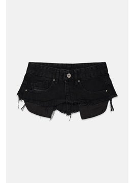 اشتري Women Denim Low Waist Skirt Belt, Black في السعودية