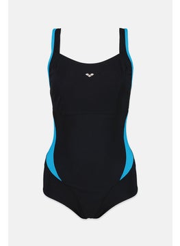 Buy Women Solid One Piece Shaping Swimwear, Black and Turquoise in Saudi Arabia