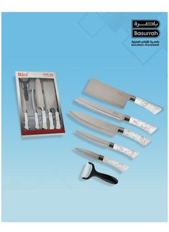 Buy 6 Piece Stainless Steel Kitchen Knife Set with Peeler in Saudi Arabia