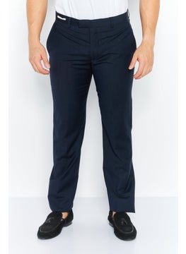 Buy Men Long Regular Fit Solid Chino Pants, Navy in UAE