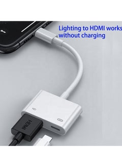 اشتري محول لايتنينج إلى HDMI رقمي Av يعمل بدون شحن أبيض في السعودية