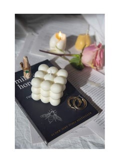 Buy Bubble Cube Soy Wax Candle White 5.85x2.5inch in UAE