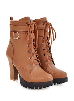 Buy Fashion Ankle Boots With Belts Brown in Saudi Arabia