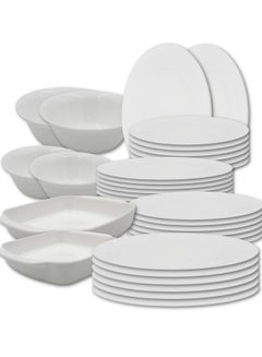 Buy Danny home 30 Piece Opal Dinnerware set Dinner plate  Salad bowl Dessert plate Soup plate Serving plate Serving plate Fish grill tray Chicken grill tray in UAE