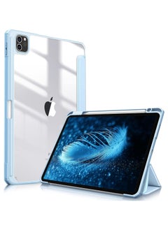 Buy Hybrid Case Compatible with iPad Pro 11 Inch (2022/2021/2020/2018, 4th/3rd/2nd/1st Generation) - Ultra Slim Shockproof Clear Cover w/Pencil Holder, Auto Wake/Sleep(Baby Blue) in Egypt