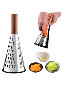 Buy Delamiya Kitchen Grater with Wooden Handle, Stainless Steel Multi-Purpose Grater for Carrots, Potatoes, 26 x 11 cm in Egypt