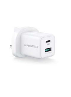 Buy Power Adapter 30W Dual Port Power Adapter with USB and Type C Ports Fast Charging Compatible with Laptops and Mobile Phones in UAE