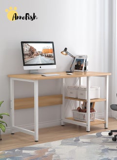 Buy 100*50*76cm Office Table Large Space Storage Home Office Study Computer Table Desk With 2 Storage Shelves in Saudi Arabia
