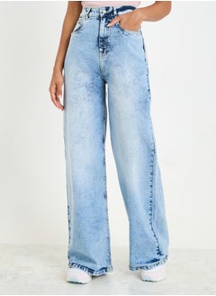 Buy High Rise Wide Leg Stone Wash Jeans in Saudi Arabia