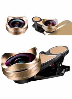 اشتري Phone Camera Lens,Clip on Cell Phone Lens Kit Compatible with Most Phones,Most Smartphones, 4K HD 2 in 1 120° Wide Angle Lens, 15X Macro Lens, No Distortion في السعودية