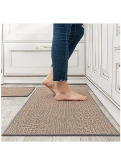 Buy 2 Pcs Kitchen Mats, Runner Rugs with Anti Slip Design, Kitchen Rugs for Floor(Grey) in Saudi Arabia