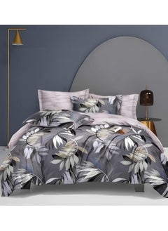 Buy Duvet Cover Set 6 Pieces Cotton King Size Luxurious Bedding Set, Modern and Attractive Bedding Set with 1xFlat Sheet, 1xDuvet Cover, 4xPillow Cases in UAE