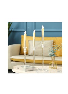 اشتري 3-Piece Acrylic Candle Stand Holder Decorative Table Centerpieces for Dinning Party Church Decorative Fitting في الامارات