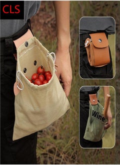 Buy Outdoor Foraging Bag – Fruit Harvesting Waist Bag with Drawstring Closure – Foldable Canvas Tool Storage Pouch in UAE