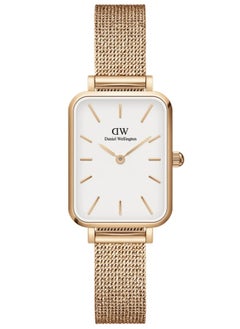 Buy Daniel Wellington Quadro Pressed Melrose Eggshell White Rectangle Women's Watch 20*26mm Dial with Rose Gold Stainless Steel Strap DW00100431 in Saudi Arabia