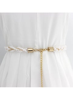 اشتري New Womens Pearl Fashion Versatile Decorative Dress Summer Skirt Small Belt في الامارات