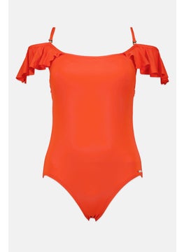 اشتري Women Brand Logo Padded One Piece, Orange في الامارات