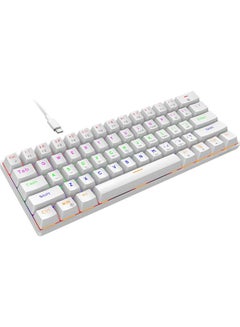 Buy Wired 60% Mechanical Gaming Keyboard, Blue Switch Anti-Ghosting 61 Key Keyboard with RGB Backlit and Double Foot, Ultra-Compact White in UAE
