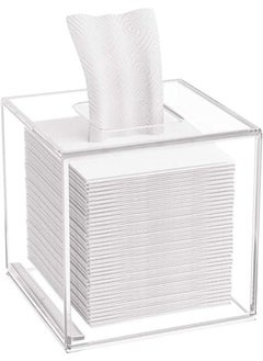 Buy Acrylic Tissue Box Cover 5.4x5.4x5.4'' Clear Tissue Holder Napkin Dispenser for Home Office Restaurant-Clear in Saudi Arabia