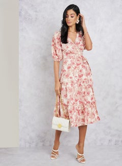اشتري Floral Print Wrap Around Midi Dress في السعودية