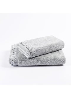 اشتري Lacy Hand Towel, Grey - 500 GSM, 80x50 cm في الامارات