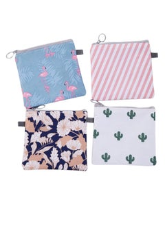 Buy Menstrual Pad Bag 4 Pcs Zipper Sanitary Napkin Tampons Collect Bags for Women Girls Portable Pouch Nursing  (Cactus Flamingo Flower Stripe 1 Each) in Saudi Arabia