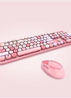 Buy 2.4G wireless keyboard and mouse color lipstick keyboard and office wireless keyboard and mouse set in Saudi Arabia