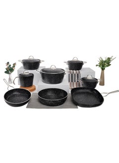 Buy Vision Set Of 18 Pots 18.20.24.28 + Grill 28 + Labneh 16 + Frying Pan 26 + Round Tray 28 Distribution Set 5 Piece in Egypt